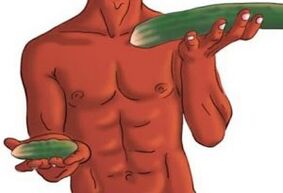 resultaat van penisvergroting op het voorbeeld van komkommers